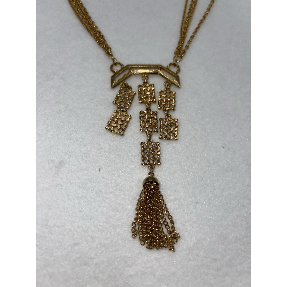 Asian Inspired 4 Strand Necklace With‎ Tassel 16" Long